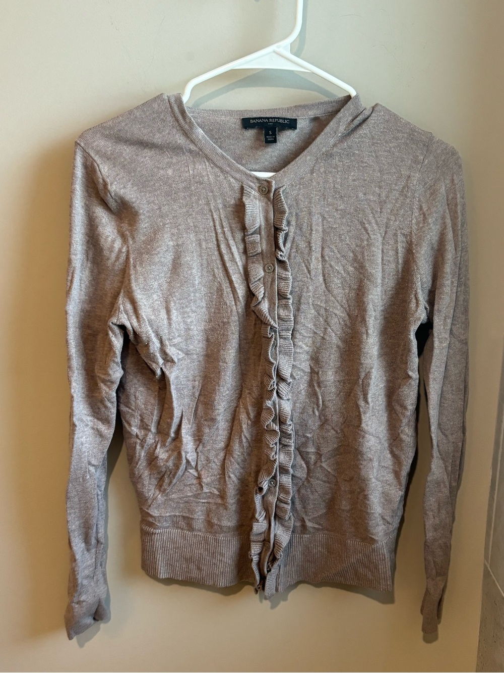 Banana Republic Women's Ruffle-Front Cardigan - Taupe